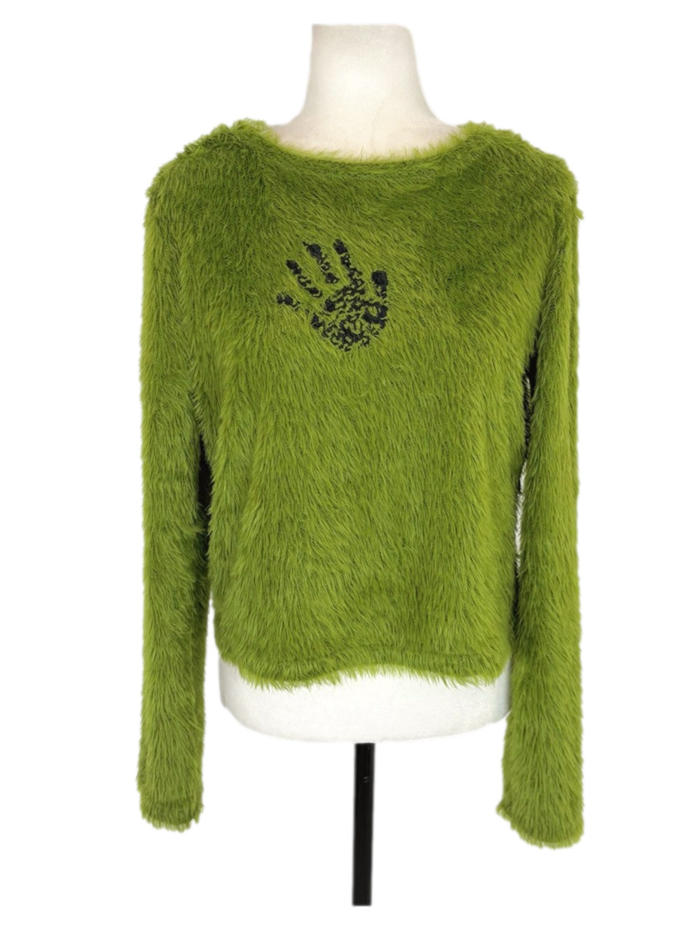 Jean Airoldi green hairy sweater